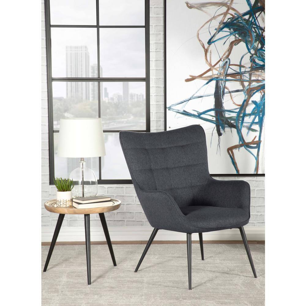 Dark Gray Metal Transitional Accent Chair with Flared Arms