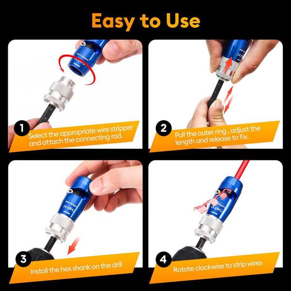 Vrbgify Wire Stripper for Drill 6-14 AWG 1/4 Hex Shank Wire
