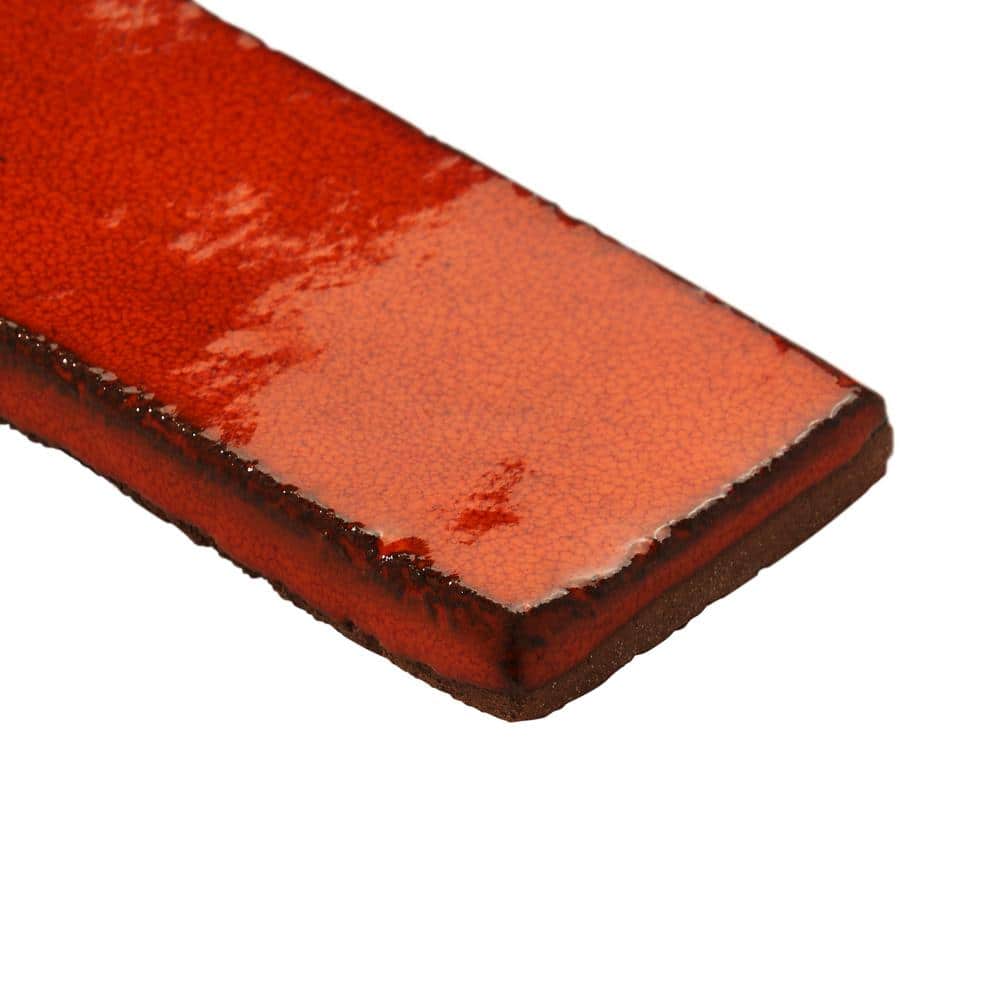 Orion 2" x 8" Glossy Orange Ceramic Subway Tile