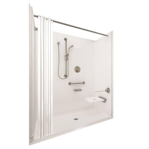 Ella Elite Brilliant 31 in. x 60 in. x 77-1/2 in. 5-piece Barrier Free Roll In Shower System in White with Center Drain