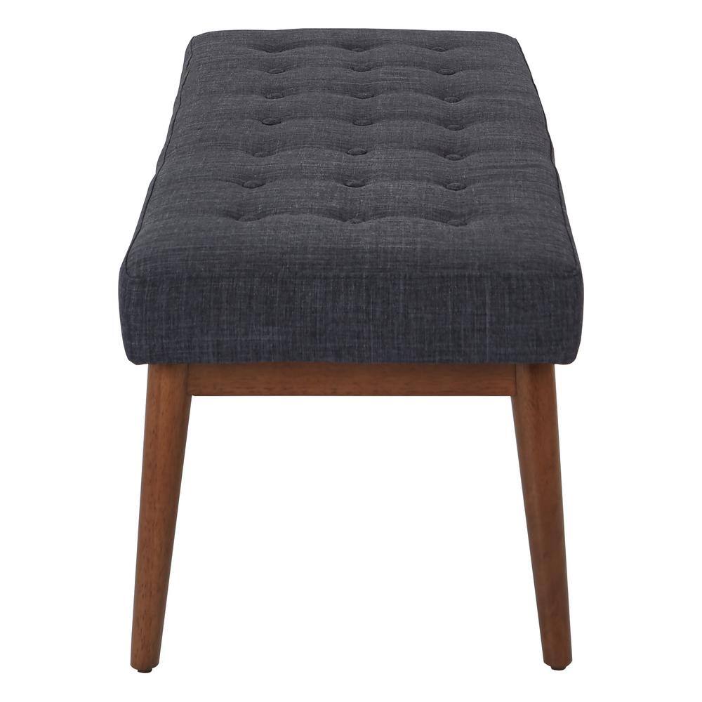 West Park Navy Button-Tufted Bench with Flare Legs