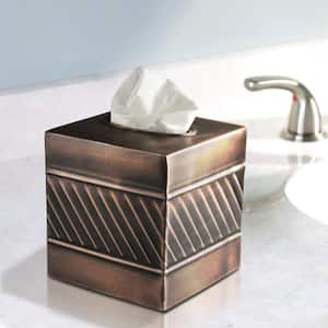 Handcrafted Wave Pattern Metal Tissue Box Cover in Copper