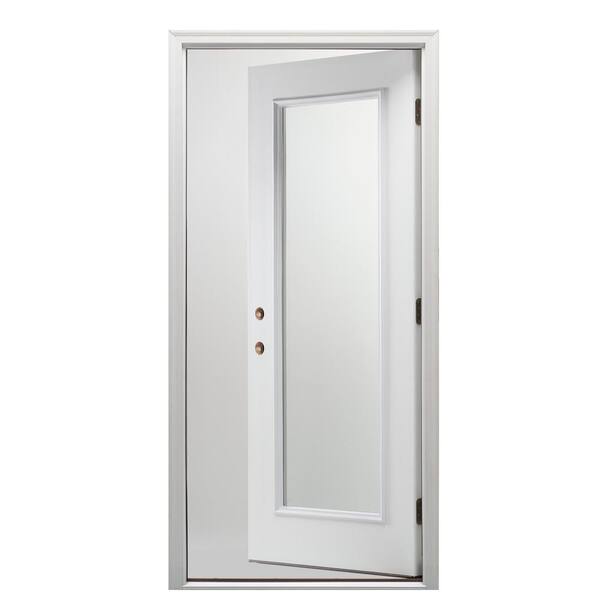 MMI DOOR - 36 in. x 80 in. Right-Hand Inswing Full-Lite Clear Low-E Primed Fiberglass Smooth Prehung Front Door on 6-9/16 in. Frame