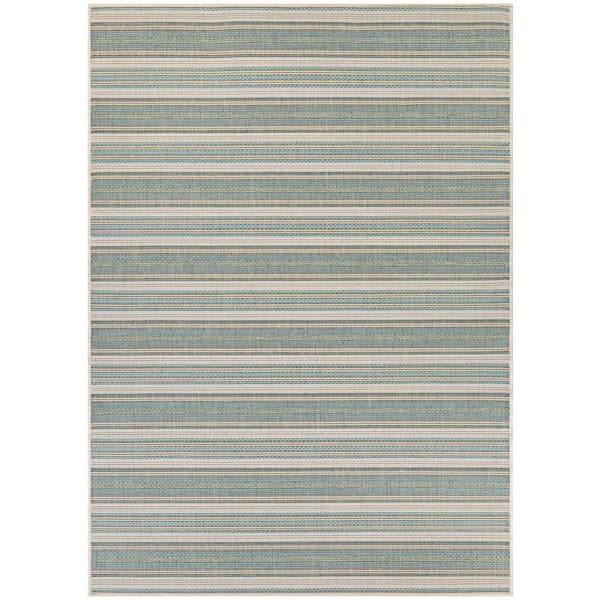 Monaco Marbella Blue Mist-Ivory 4 ft. x 5 ft. Indoor/Outdoor Area Rug