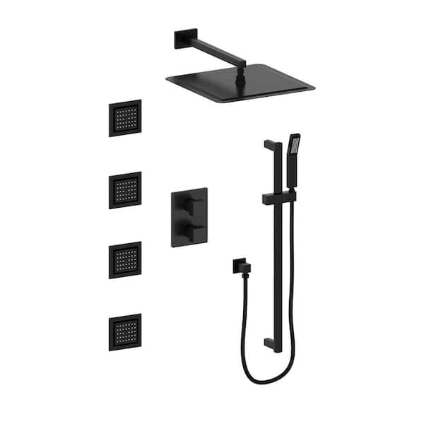 ZLINE Kitchen and Bath ZLINE Crystal Bay Thermostatic Shower System in Matte Black
