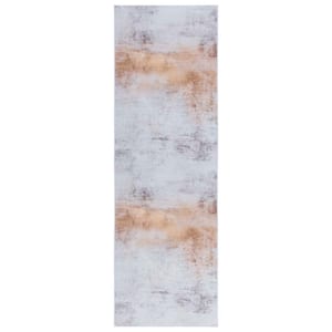 Tacoma Gray/Rust 3 ft. x 8 ft. Machine Washable Gradient Distressed Runner Rug
