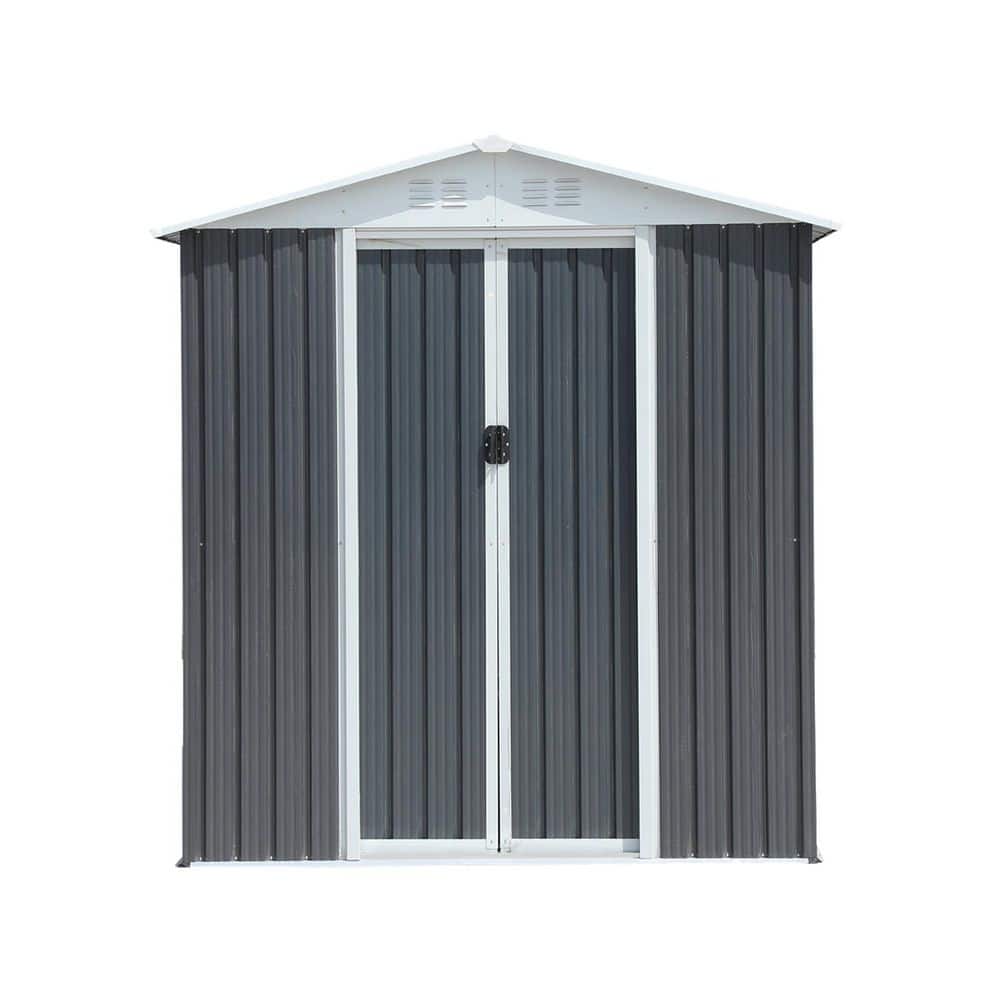 6 ft. W x 4 ft. D Grey Metal Outdoor Storage Shed with Apex Roof and Rust-Resistant Frame (24 sq. ft.) price history on PriceWatchPro