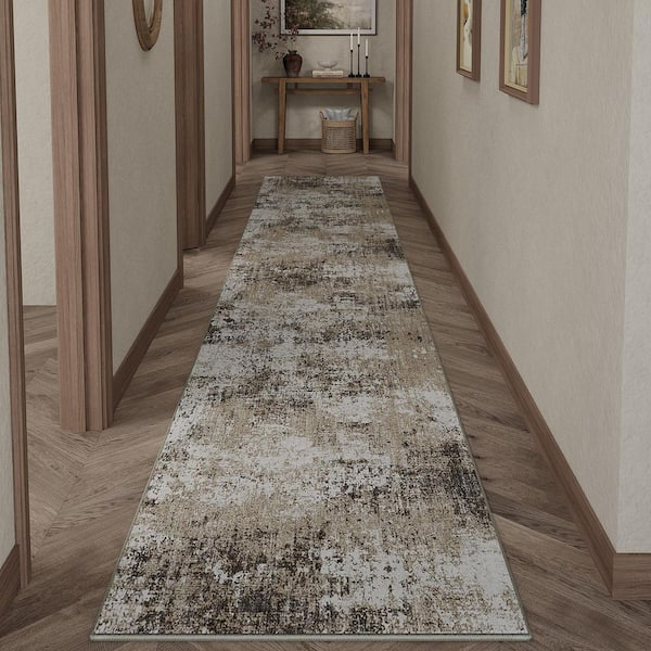 Mist Taupe 2 ft. x 6 ft. Modern Abstract Area Rug