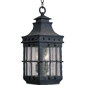 Nantucket 3-Light Country Forge Outdoor Hanging Lantern
