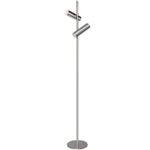 Constance 62.25 in. Satin Chrome Indoor Modern Floor Lamp with Dimmer Included