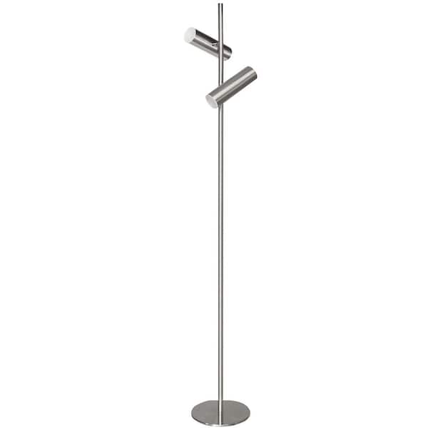Dainolite Constance 62.25 in. Satin Chrome Indoor Modern Floor Lamp with Dimmer Included