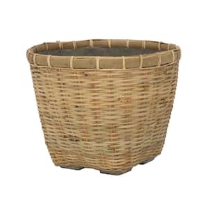 19.7 in. W x 16.1 in. H Large Round Bamboo/Cement Enrico L Planter, Modern Bamboo Garden Decor, Stylish Round Bamboo