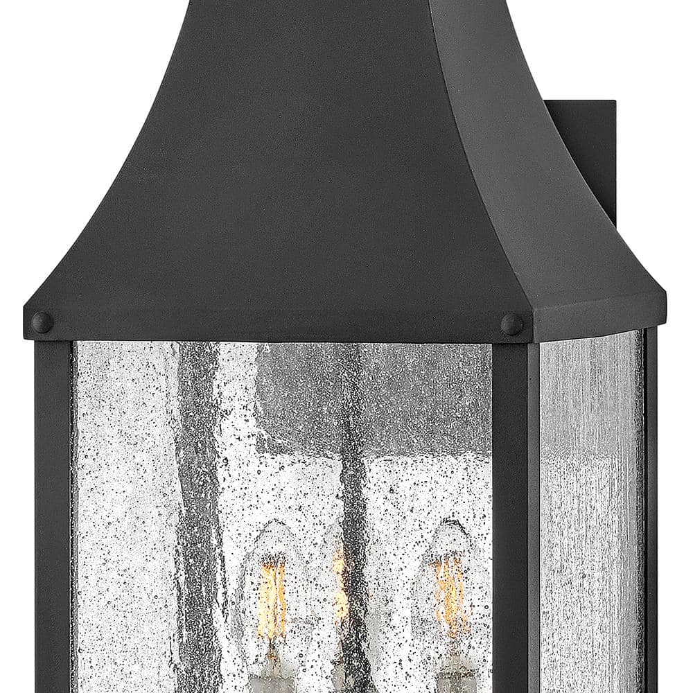 Museum Black 3-Light Outdoor Wall Lantern with Clear Seedy Glass