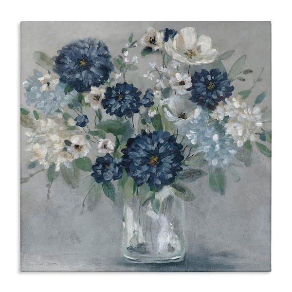 Stupell Industries Blue Mums Mixed Bouquet by Carol Robinson Unframed Nature Graphic Art Print 30 in. x 5 in.
