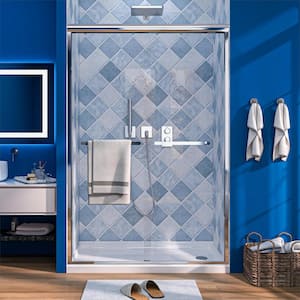 46 in. - 48 in. W x 72 in. H Sliding Framed Shower Door in Chrome with Clear Glass