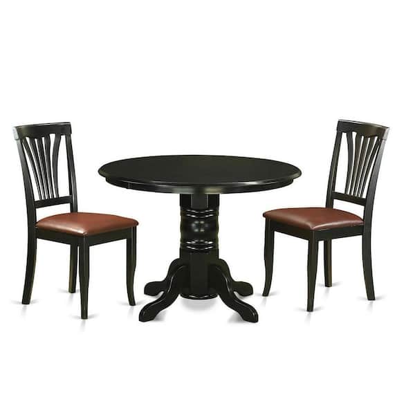 East West Furniture 3-Piece Black Finish Solid Wood Top - Dining Room Set - Seats 4