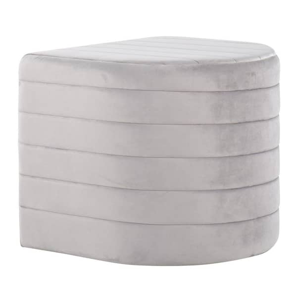 Lumisource Demi Silver Velvet Ottoman
