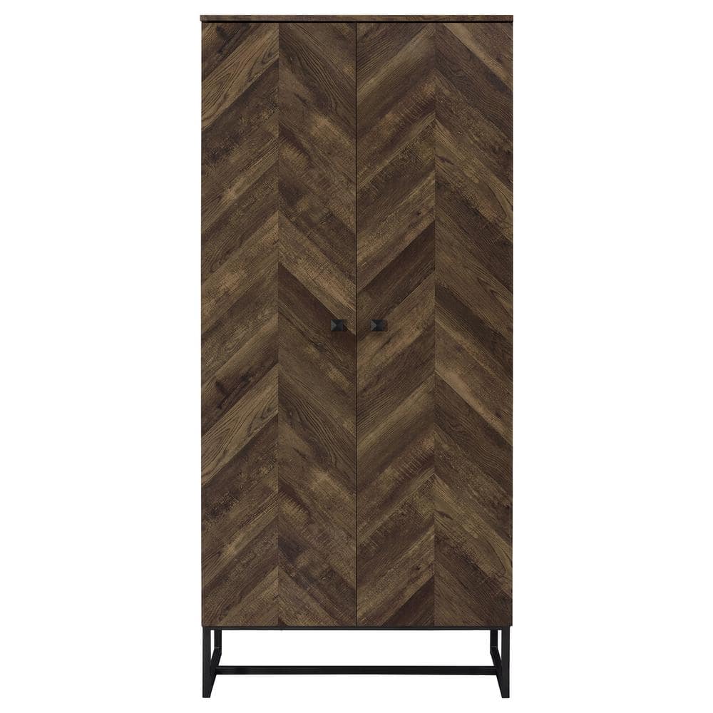 Rustic Oak Tall Office Cabinet with Adjustable Shelving