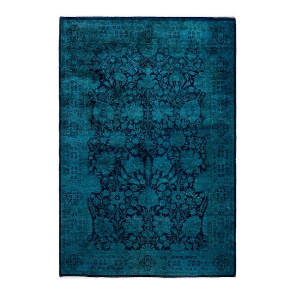 Solo Rugs Fine Vibrance Blue 4 ft. x 6 ft. Solid Wool Indoor Area Rug