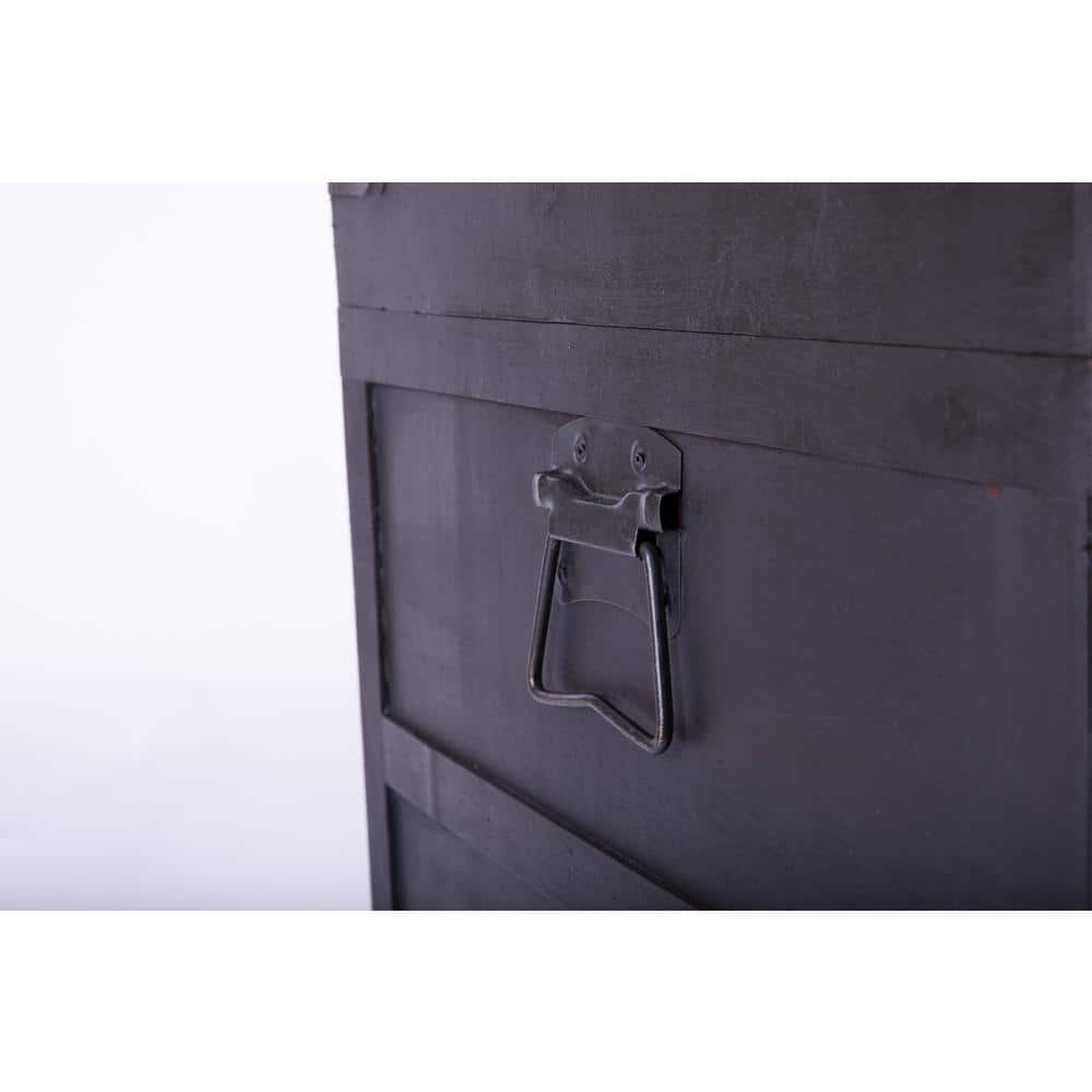 Large Dark Brown Wooden Storage Trunk with Lockable Latch