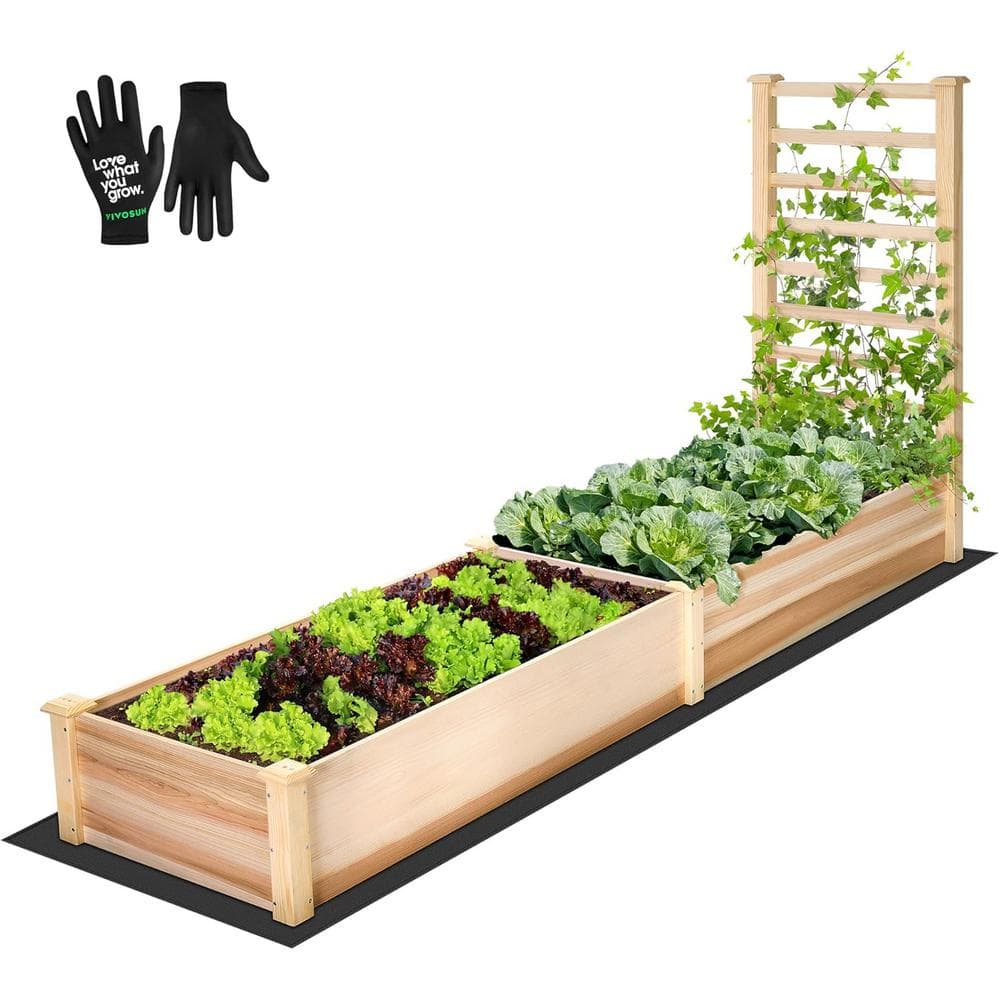 48 in. Length Outdoor Wood Raised Garden Bed with Trellis for Vine Climbing price history on PriceWatchPro