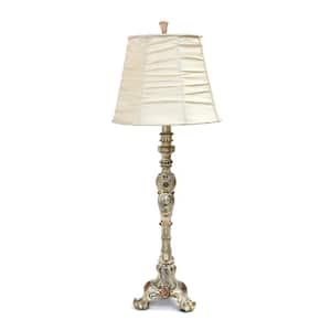 Antique Style 31 in. Buffet Table Lamp with Cream Ruched Shade