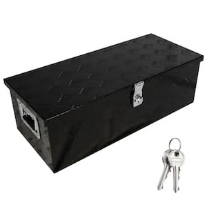 16 Gal. 30 in. W x 12.8 in. D x 9.7 in. H Black Aluminum Tool Storage Box, Deck Box with Lock Side Handle and 2 Keys