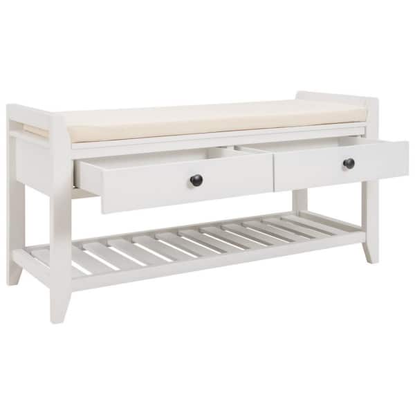 Huluwat 20 in. H x 14 in. W White Wood Shoe Storage Bench with ...