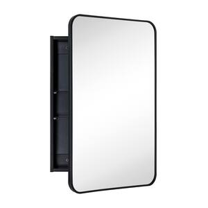 Garnes 20 in. W x 30 in. H Rectangular Recessed or Surface Mount Metal Framed Medicine Cabinet with Mirror in Black