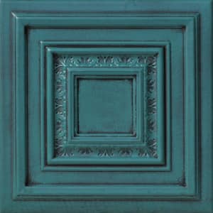 Chetsnut Grove Antique Green 1.6 ft. x 1.6 ft. Decorative Foam Glue Up Ceiling Tile (21.6 sq. ft./Case)