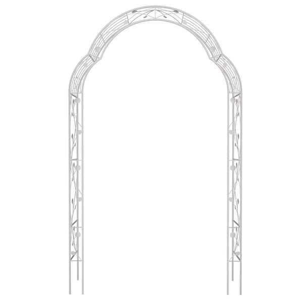 Adjustable Metal Garden Arch - 98.4 in. x 59 in. Cream White Outdoor Arbor Trellis (3.8ft-5.3ft Wide, 7.7ft-8.3ft Tall)