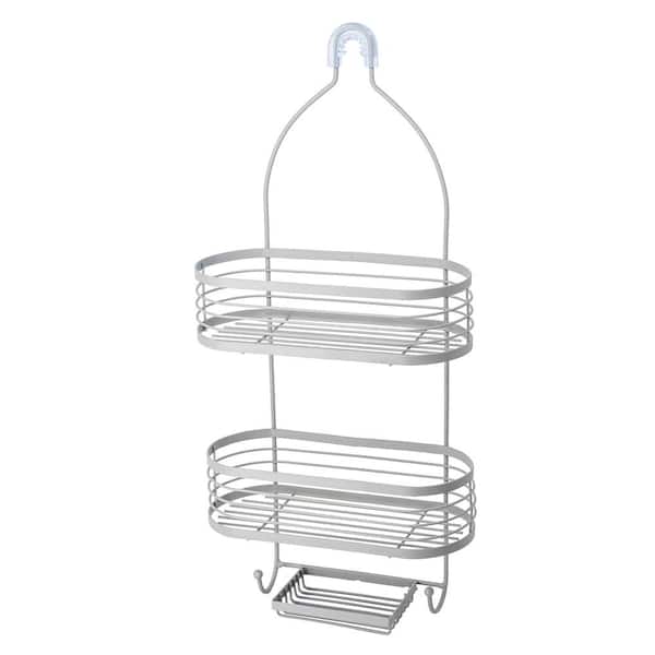 ACENTO 3-Tier Over the Shower Caddy with Banded Accents in Matte Gray