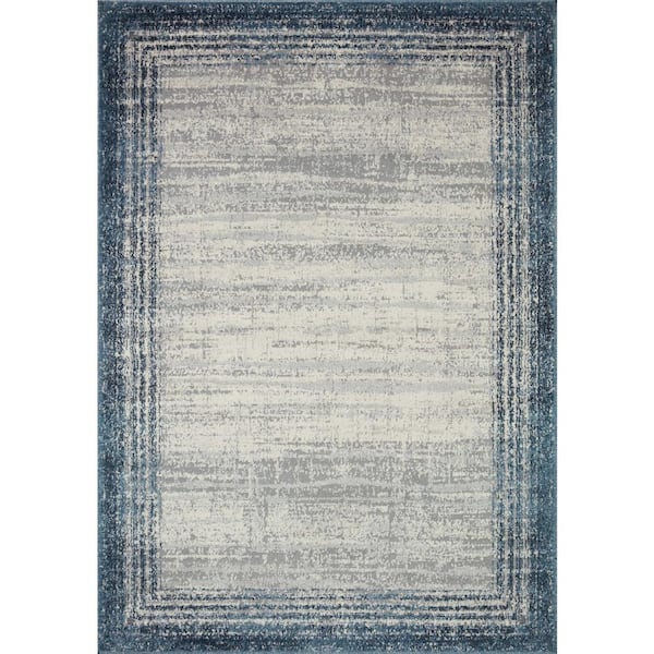 LOLOI II Austen Pebble/Blue 5 ft. 3 in. x 7 ft. 7 in. Modern Abstract Area Rug