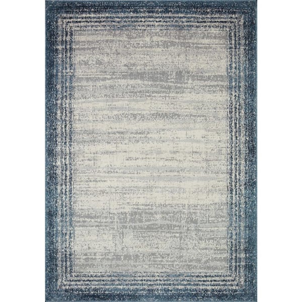 LOLOI II Austen Pebble/Blue 7 ft. 10 in. x 10 ft. 6 in. Modern Abstract Area Rug