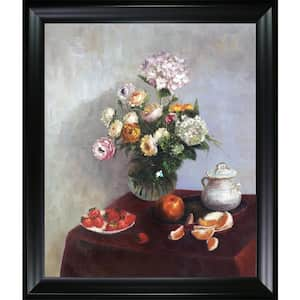 Flowers and Fruit by Henri Fantin-Latour Black Matte Framed Food Oil Painting Art Print 25 in. x 29 in.