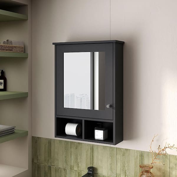 Black 20.9 in. W x 29 in. H Farmhose Rectangle MDF Framed Mirror Wall Mirror Vanity Mirror