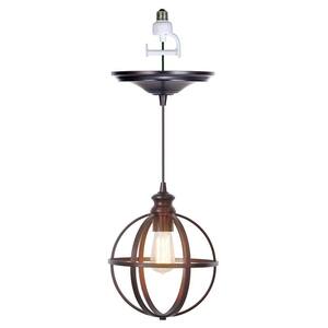 Instant Pendant 1-Light Recessed Light Conversion Kit Brushed Bronze Globe Cage Shade