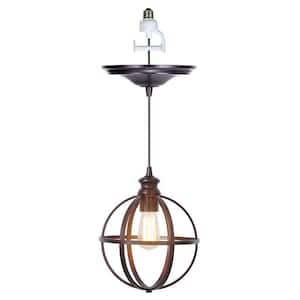 Instant Pendant 1-Light Recessed Light Conversion Kit Brushed Bronze Globe Cage Shade