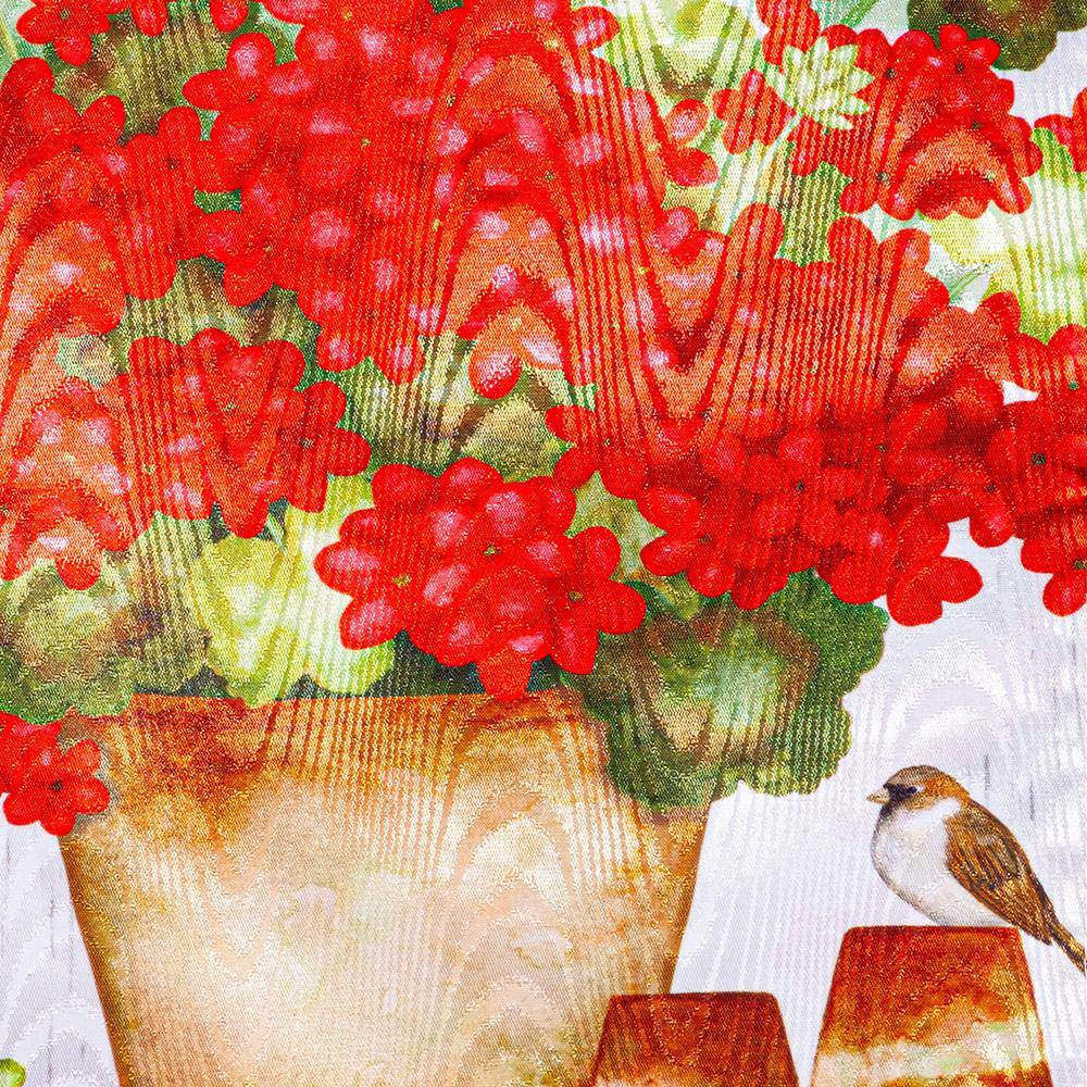 Evergreen Red Geraniums Moire House Flag 28 x 44 Inches