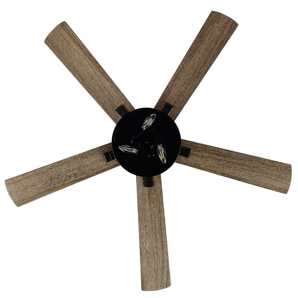 52" Black Industrial Ceiling Fan with Crystal Light Kit and Remote