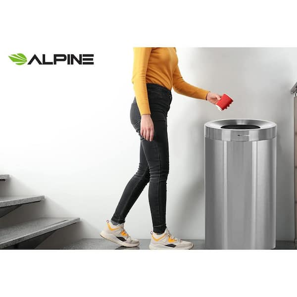 27 Gal. Heavy-Gauge Stainless Steel Round Open Top Vented Commercial Garbage Trash Can