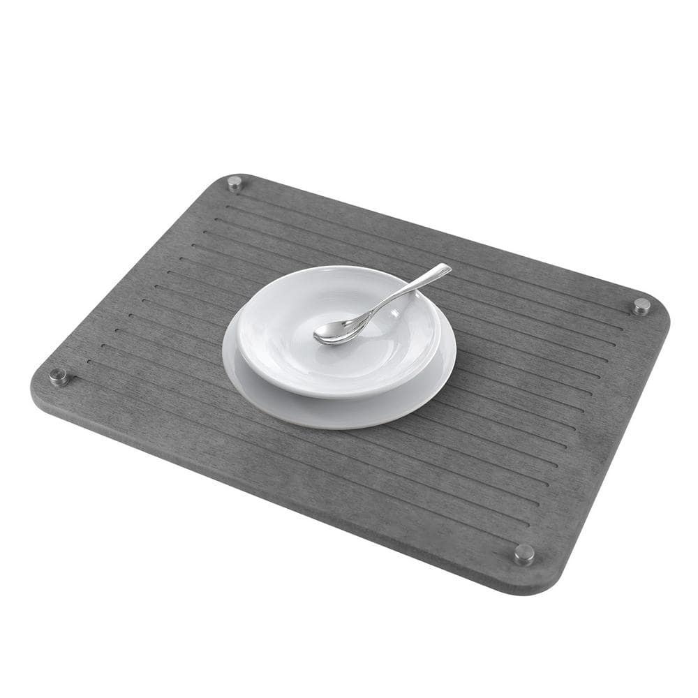 AVITAS Dark Gray Drying Mat, Diatomaceous Dish Drying Mats with Non-Slip Stainless Steel Feet TS304001G - The Home Depot