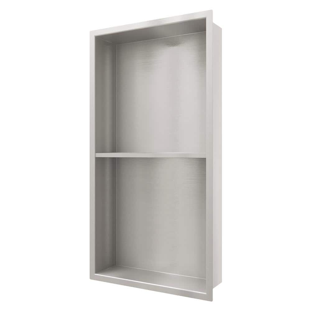 25 in. W x 13 in. H x 4 in. D Double Shelf Bathroom Recessed Shower Niche in Brushed Nickel price history on PriceWatchPro