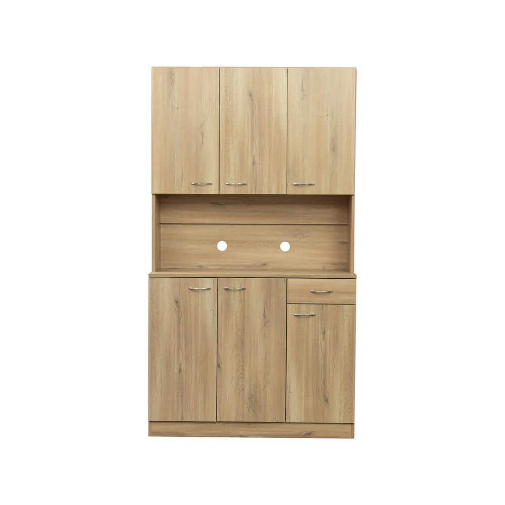 39.37 in. W x 15.35 in. D x 70.87 in. H Rustic Oak Brown Linen Cabinet with