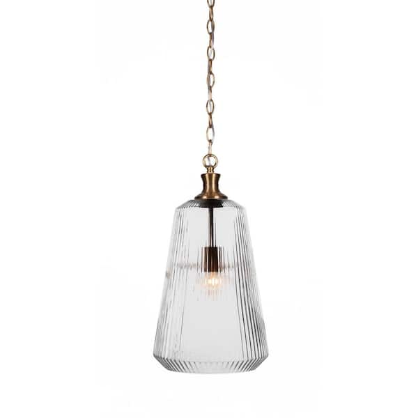 Unbranded Orleans 60-Watt 1-Light New Age Brass Shaded Mini Pendant Light with Glass Shade