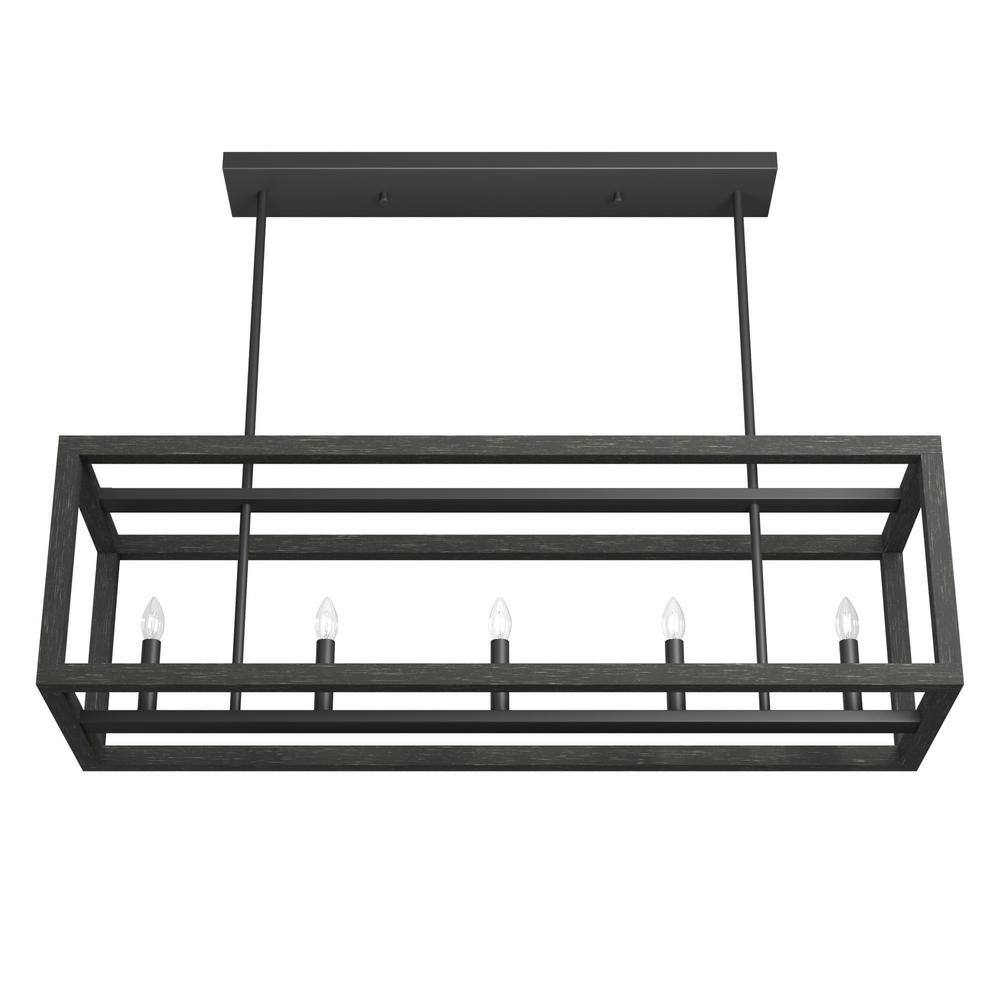 Matte Black 40" Linear Chandelier with Candle Bulbs