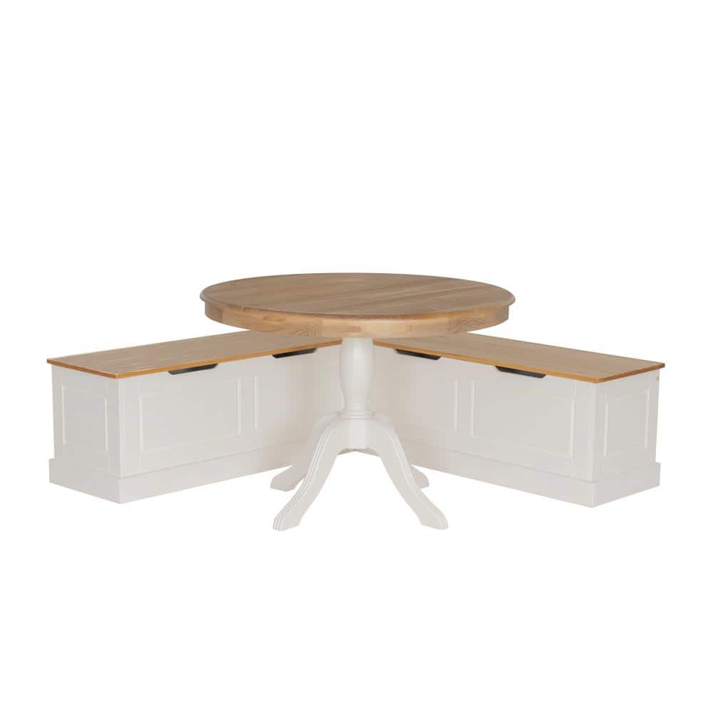 Rockhill 2-Piece L-Shaped White and Natural Wood Top Nook Dining Room Set S