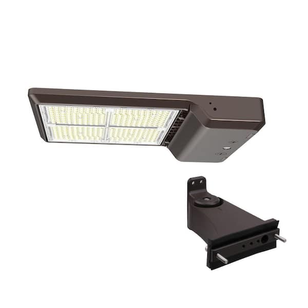 ETI LIGHTING 600-Watt Equivalent Integrated LED Bronze Area Light with Straight Arm Mount Kit TYPE 5 Adjustable Lumens and CCT