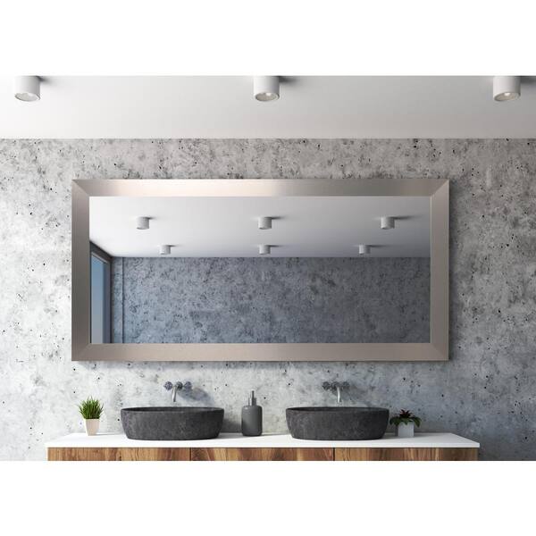 Brandtworks Oversized Silver Industrial, Mission Style Bathroom Mirrors