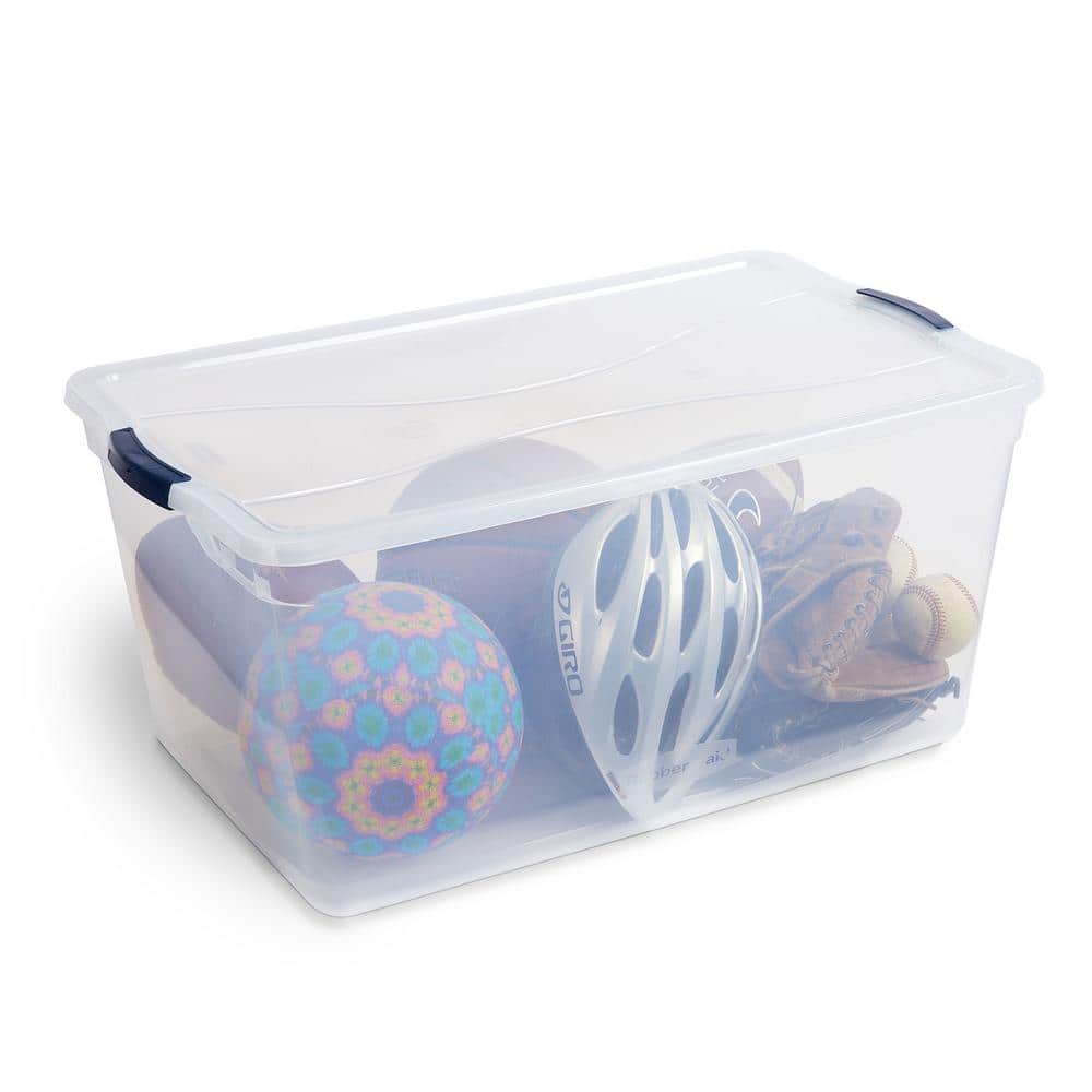 Clear 95 Qt Stackable Plastic Storage Bins with Lids, 4-Pack